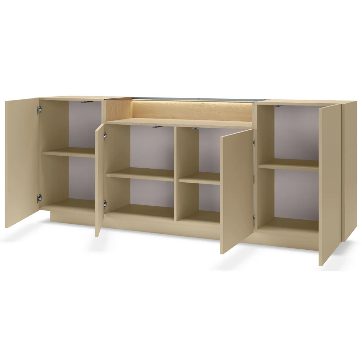 Credenza Marrone Chiaro Marrone Rovere 3 Cassetti 2 Ripiani 176x40x83h cm, Apertura Battente, Scorrevole - Haleli
