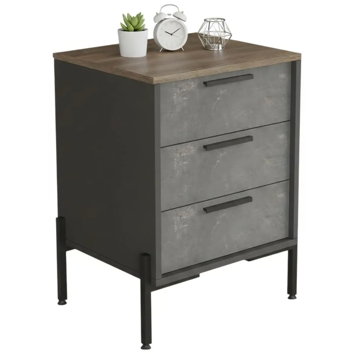 Credenza marrone e grigia 54x44x70h cm 3 cassetti - Butchoy