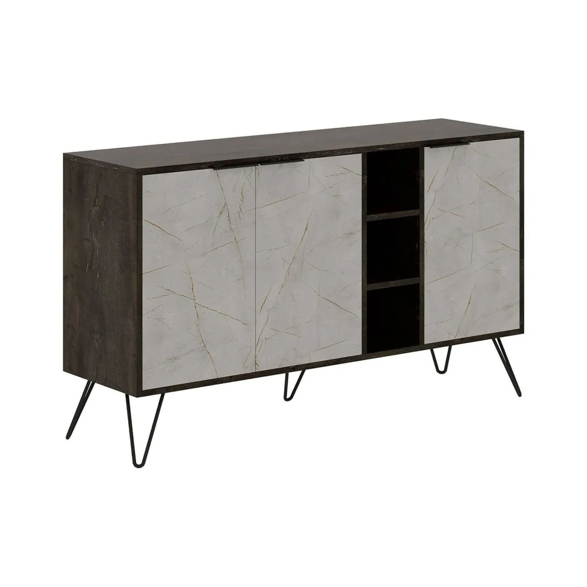 Credenza marrone e marmo 142x35x83h cm 3 ante - Arlene