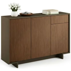 Credenza marrone e noce 134x35x87h cm 3 ante e 1 cassetto - Arius