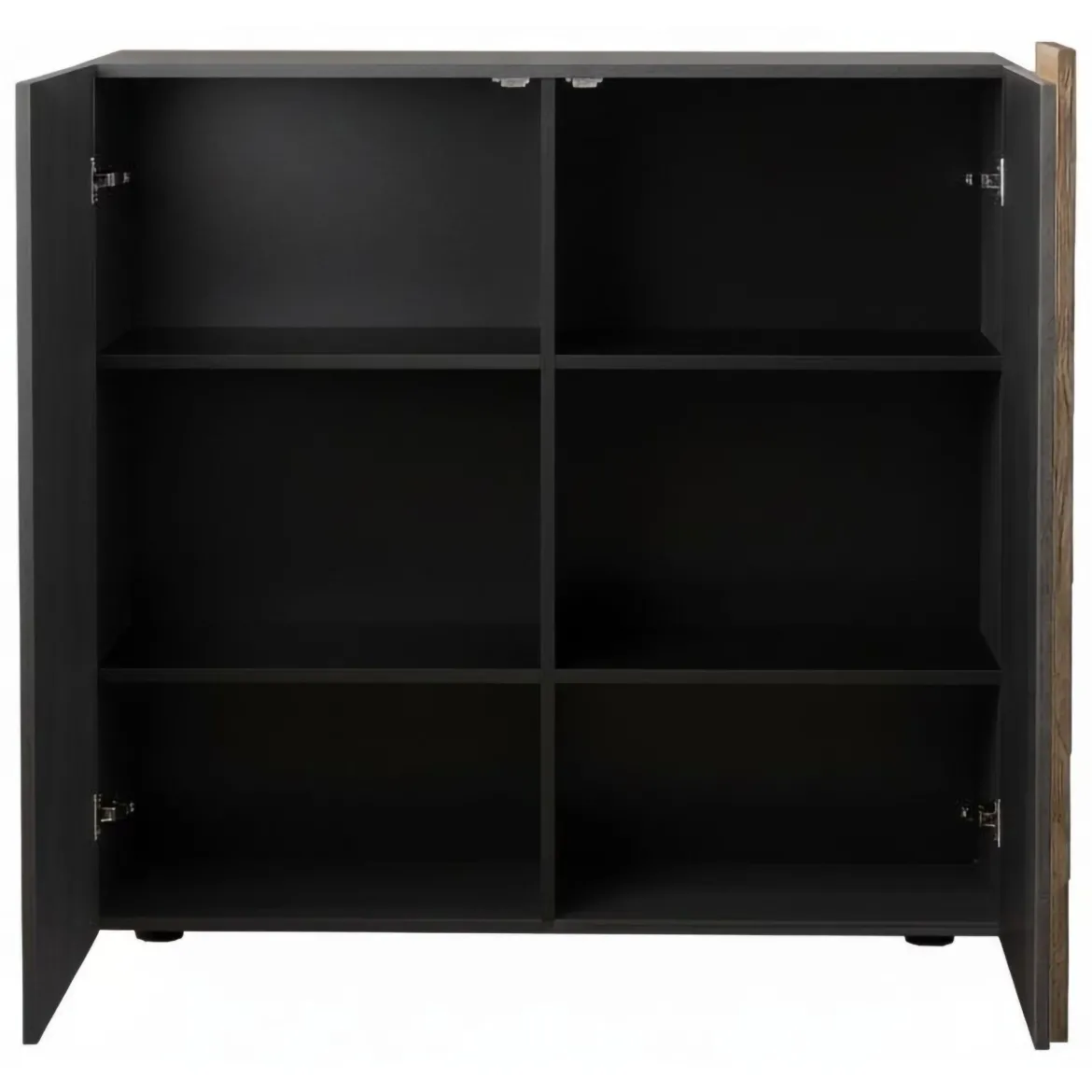 Credenza Marrone Noce Marrone Rovere 4 Ripiani 6 Vani 121x44x114h cm, 2 Ante - Giarole