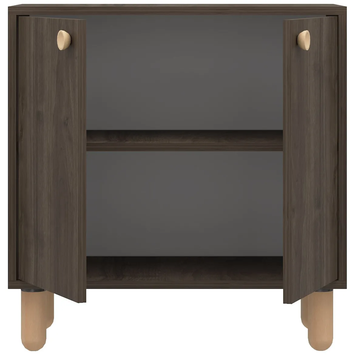 Credenza Marrone Noce Marrone Rovere un Ripiano 2 Ante 72x36x73h cm, 2 Vani - Pontida