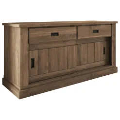 Credenza Marrone Noce 2 Ripiani 3 Cassetti 220x50x95h cm, 2 Ante - Malonno