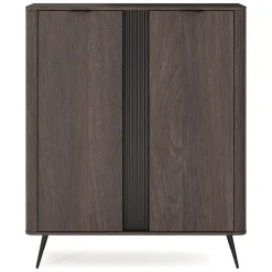 Credenza Marrone Noce 2 Ripiani Apertura Battente 180x35x78h cm, 4 Ante - Elini