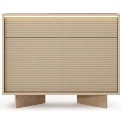 Credenza Marrone Rovere Beige 2 Cassetti 2 Ripiani 104x40x84h cm, Apertura Battente, Scorrevole - Hateva