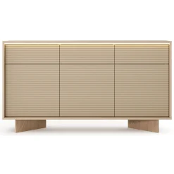 Credenza Marrone Rovere Beige 3 Cassetti 3 Ripiani 154x40x84h cm, Apertura Battente, Scorrevole - Hatareta
