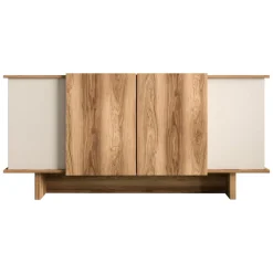 Credenza Marrone Rovere Bianco 3 Ripiani 6 Vani 180x40x81h cm, 4 Ante - Coste