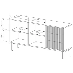 Credenza Marrone Rovere 3 Cassetti 2 Ripiani 160x38x80h cm, Apertura Battente, Scorrevole - Hamonene