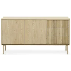 Credenza Marrone Rovere 3 Cassetti 2 Ripiani 160x38x80h cm, Apertura Battente, Scorrevole - Hamonene