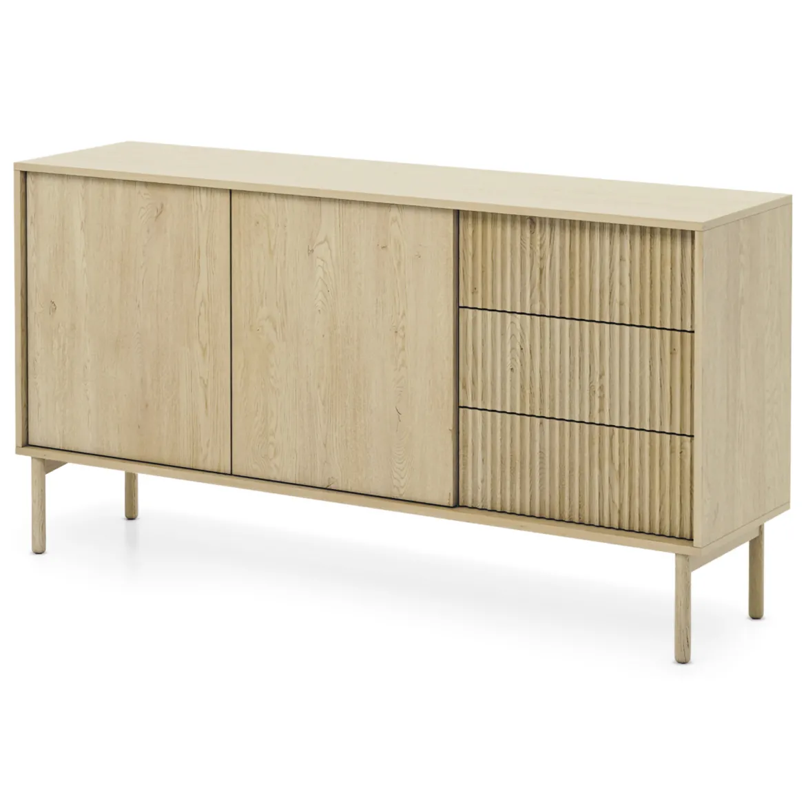 Credenza Marrone Rovere 3 Cassetti 2 Ripiani 160x38x80h cm, Apertura Battente, Scorrevole - Hamonene