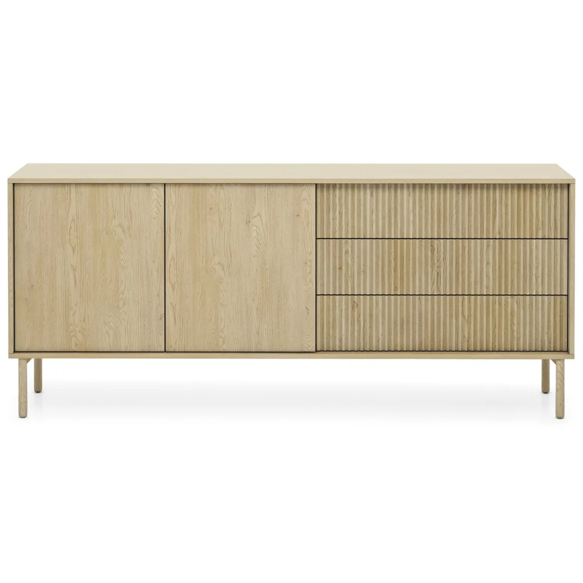 Credenza Marrone Rovere 3 Cassetti 2 Ripiani 196x40x82h cm, Apertura Scorrevole - Hanira