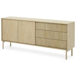 Credenza Marrone Rovere 3 Cassetti 2 Ripiani 196x40x82h cm, Apertura Scorrevole - Hanira