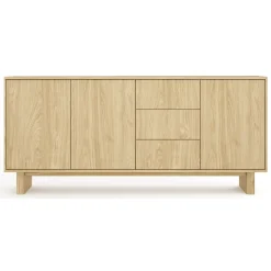 Credenza Marrone Rovere 3 Cassetti 6 Ripiani 130x32x198h cm, 12 Vani - Presezzo