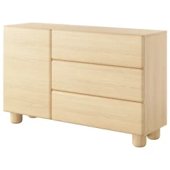 Credenza Marrone Rovere 3 Cassetti un Ripiano 130x38x80h cm, Apertura Battente, Scorrevole - Hanerito