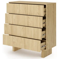Credenza Marrone Rovere 4 Cassetti un Ripiano 94x38x104h cm, Apertura Scorrevole - Hasavato