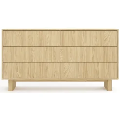 Credenza Marrone Rovere 6 Cassetti un Ripiano 160x38x80h cm, Apertura Scorrevole - Hana