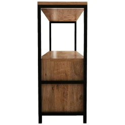 Credenza Marrone Rovere Nero 4 Vani 3 Ante 120x30x75h cm, Apertura a Ribalta - Amiterno