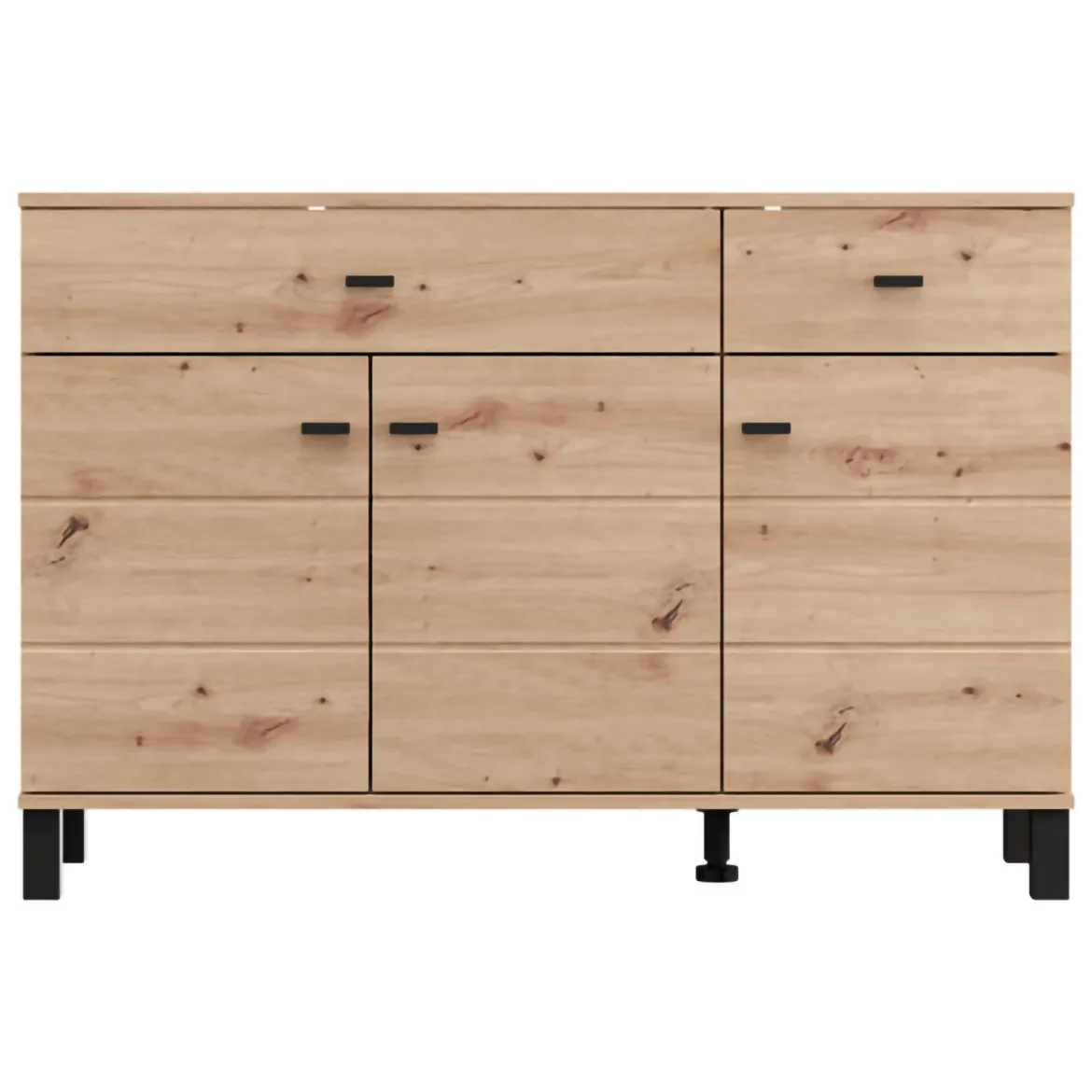 Credenza Marrone Rovere Nodi 4 Ripiani 3 Cassetti 145x35x101h cm, 6 Vani - Valiza