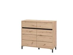 Credenza Marrone Rovere Nodi Nero 2 Cassetti 2 Ripiani 78x37x99h cm, Apertura Battente - Fiastrone