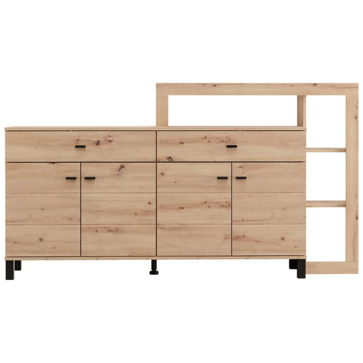 Credenza Marrone Rovere Nodi Nero 2 Ripiani 3 Vani 74x40x135h cm, 2 Ante - Cosoleto