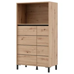 Credenza Marrone Rovere Nodi Nero 2 Ripiani 3 Vani 74x40x135h cm, 2 Ante - Cosoleto