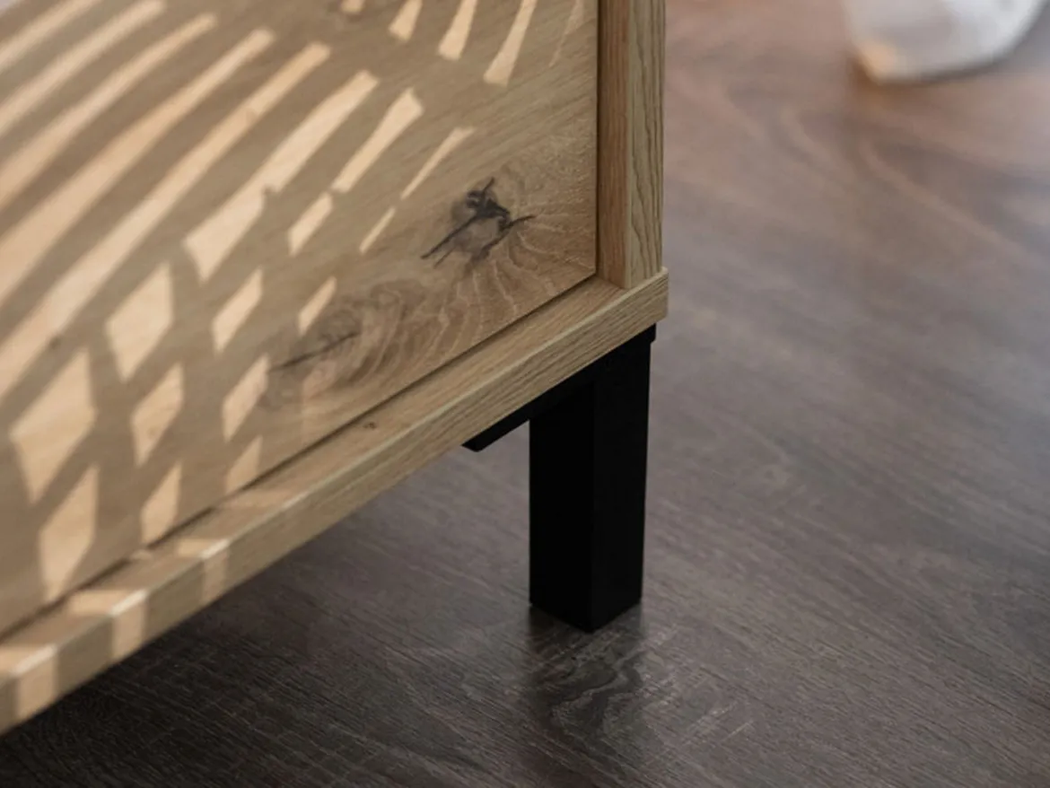 Credenza Marrone Rovere Nodi Nero 3 Cassetti 3 Ripiani 157x40x90h cm, Apertura Battente e Scorrevole - Giarre