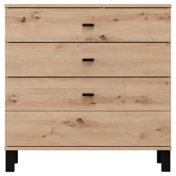 Credenza Marrone Rovere Nodi Nero 3 Cassetti un Ripiano 77x35x78h cm, con Piedini - Mindo