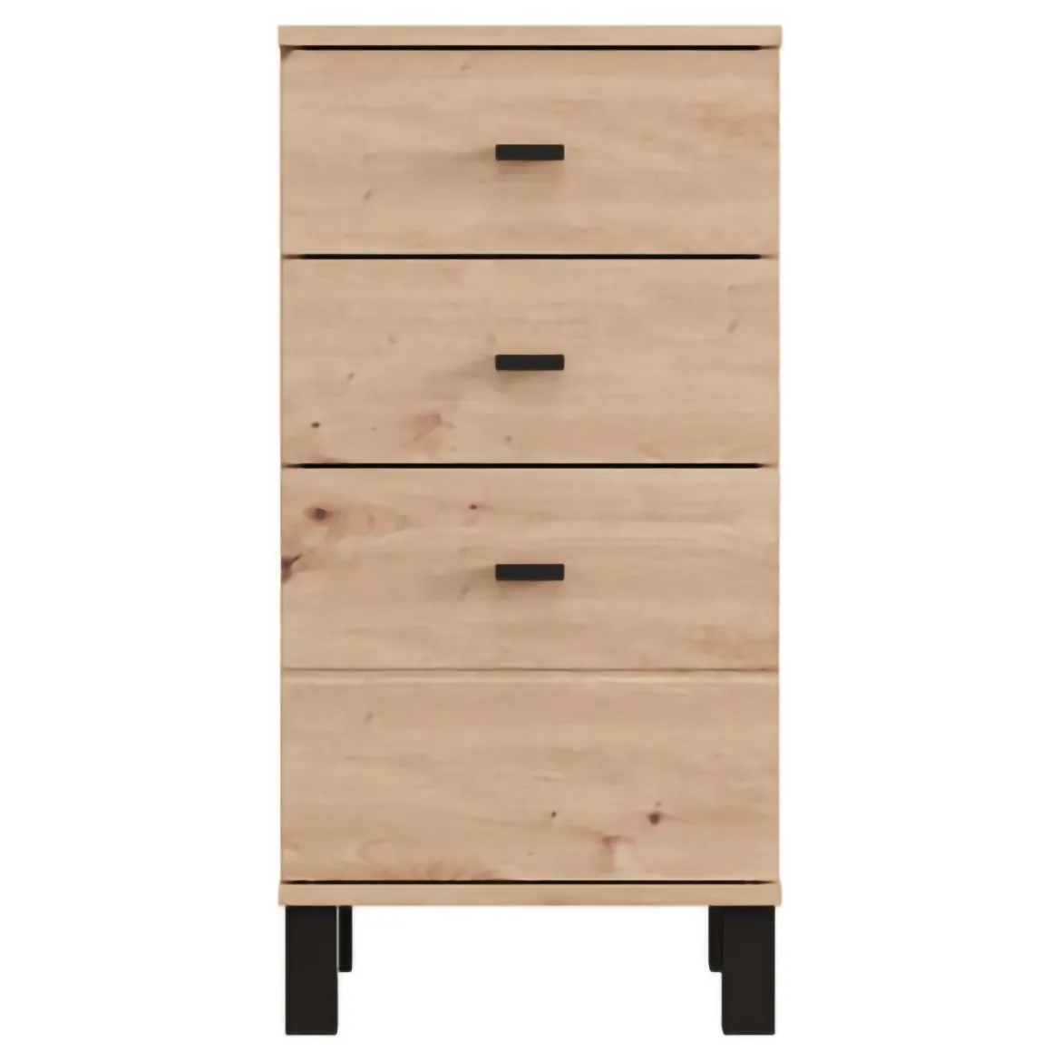 Credenza Marrone Rovere Nodi Nero un Ripiano 3 Cassetti 39x35x78h cm, Apertura Scorrevole - Vilcab