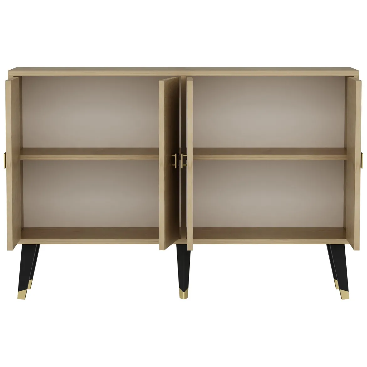 Credenza Marrone Rovere oro 2 Ripiani 4 Vani 120x30x80h cm, 4 Ante - Luino