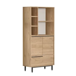 Credenza Marrone Rovere 4 Ripiani 3 Ante 75x36x162h cm, 7 Vani - Cinisi