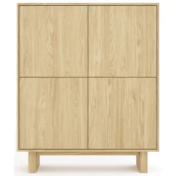 Credenza Marrone Rovere 4 Ripiani Apertura Battente 104x38x124h cm, 4 Ante - Hasareti