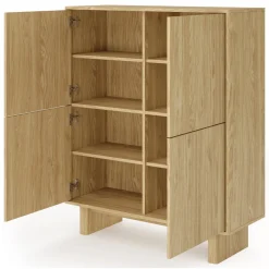 Credenza Marrone Rovere 4 Ripiani Apertura Battente 104x38x124h cm, 4 Ante - Hasareti