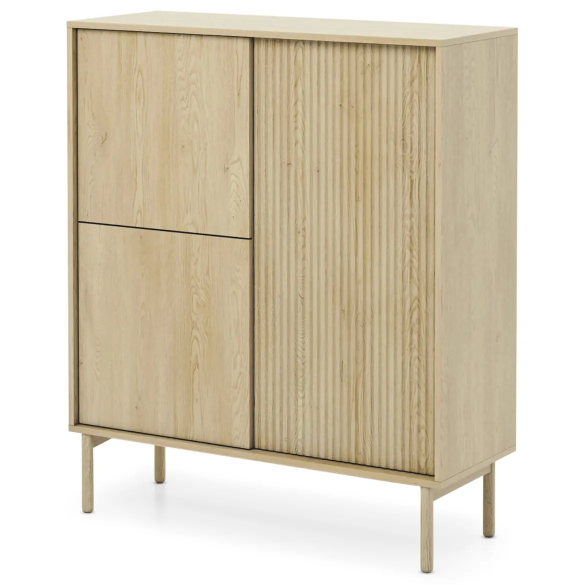 Credenza Marrone Rovere 5 Ripiani Apertura Battente 104x40x122h cm, 3 Ante - Hatote