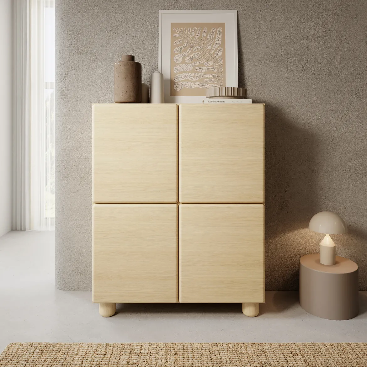 Credenza Marrone Rovere 7 Ripiani 2 Ante 160x36x45h cm, 9 Vani - Uta