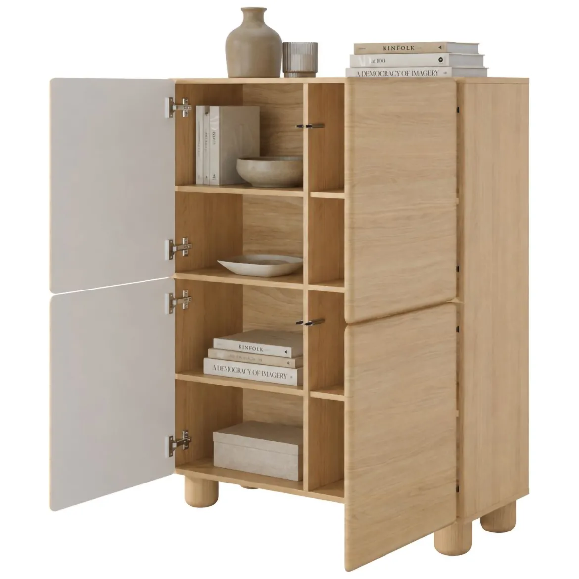 Credenza Marrone Rovere 7 Ripiani 2 Ante 160x36x45h cm, 9 Vani - Uta