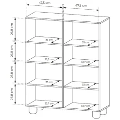Credenza Marrone Rovere 7 Ripiani 2 Ante 160x36x45h cm, 9 Vani - Uta