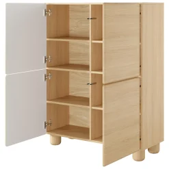 Credenza Marrone Rovere 7 Ripiani 2 Ante 160x36x45h cm, 9 Vani - Uta