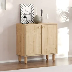 Credenza Marrone Rovere un Ripiano 2 Ante 72x36x73h cm, 2 Vani - Pontida
