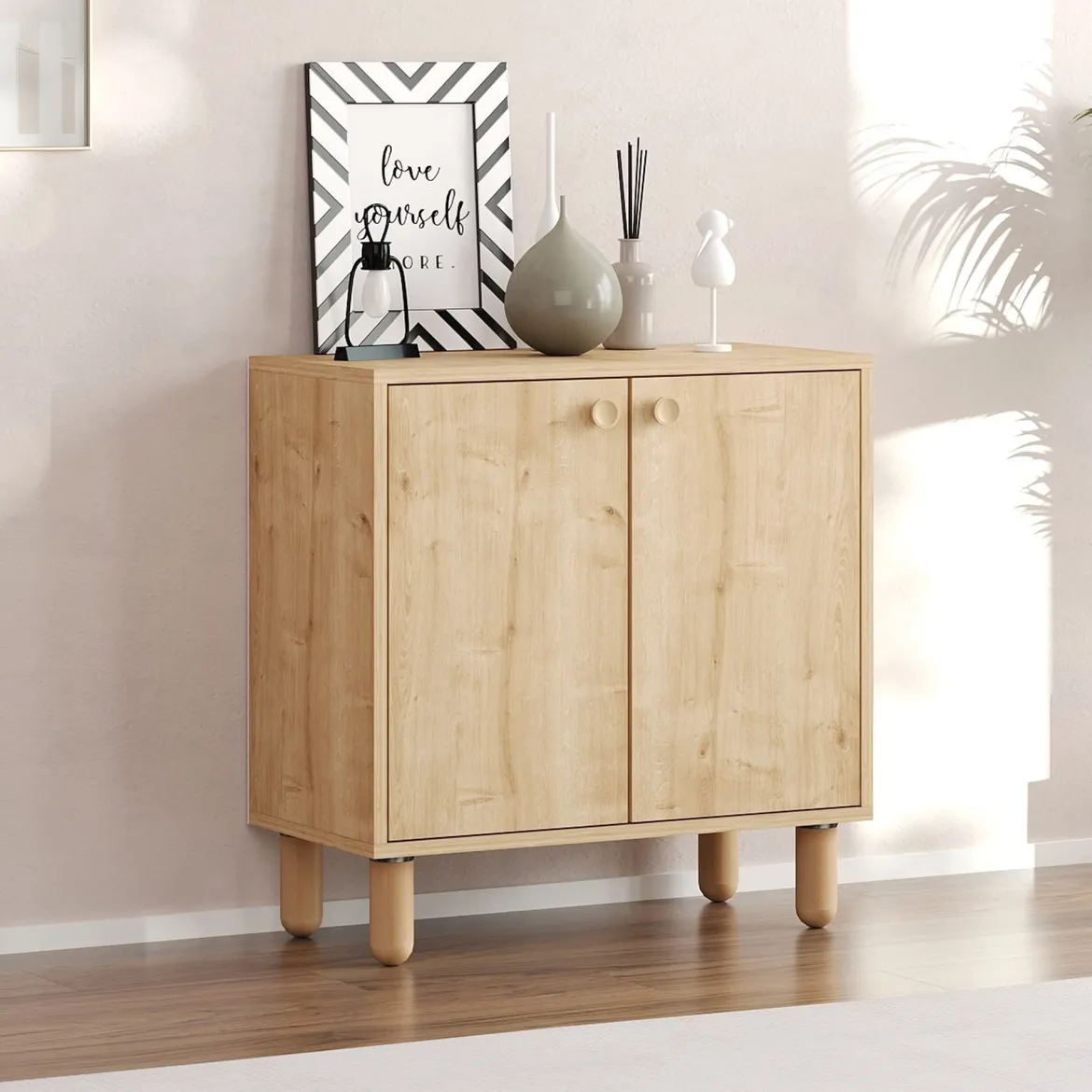 Credenza Marrone Rovere un Ripiano 2 Ante 72x36x73h cm, 2 Vani - Pontida