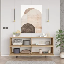 Credenza Marrone Rovere 4 Vani 4 Ante 160x45x74h cm, Apertura a Ribalta - Follo