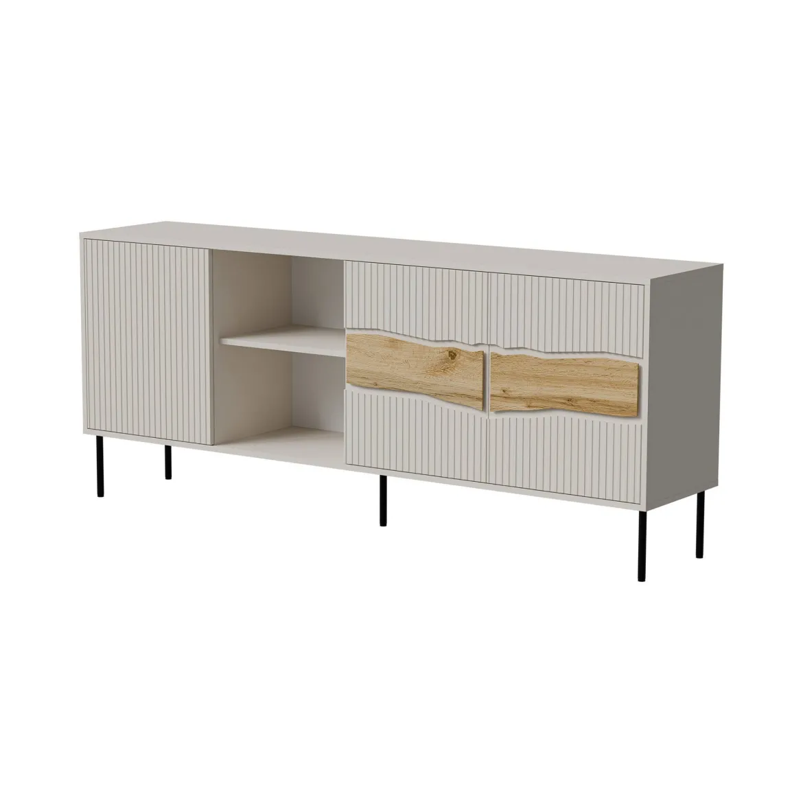 Credenza Mestrino, 190x40 h80 cm, Beige e Rovere Nodi