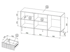 Credenza Monzuno, 156x42 h75 cm, Noce e Beige