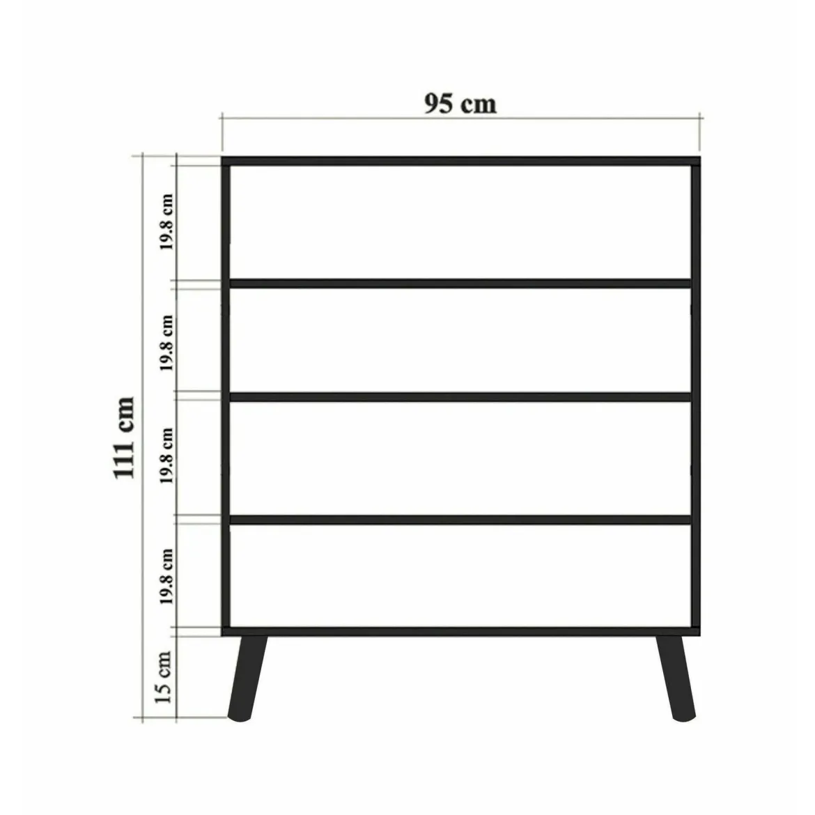Credenza multicolore chic 95x36x111h cm 4 ante - Agyemang