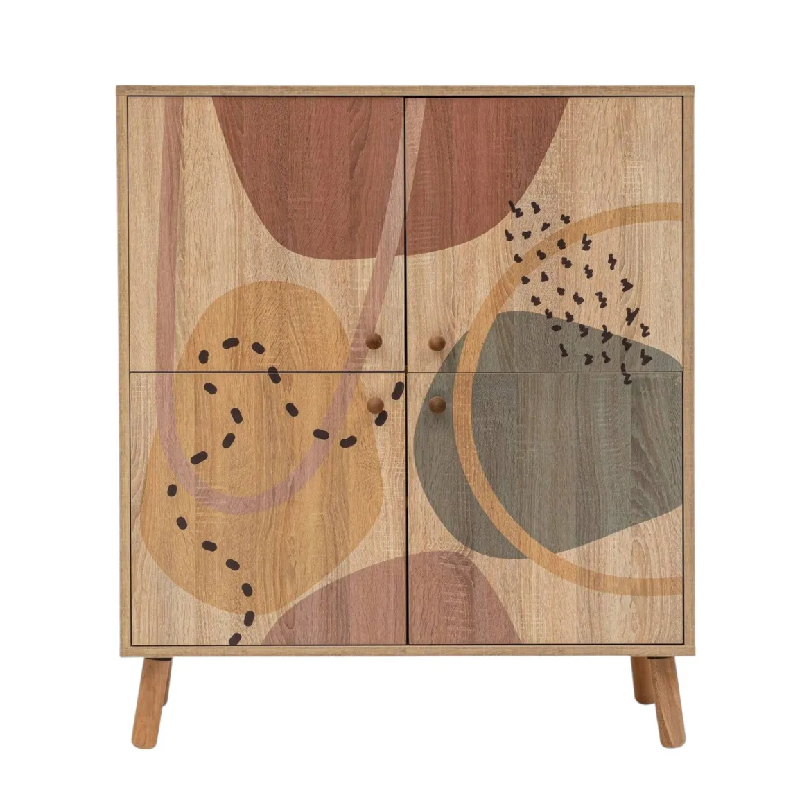 Credenza multicolore chic 95x36x111h cm 4 ante - Agyemang