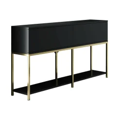 Credenza nera e oro 150x30x80h cm 2 ante - Basilia