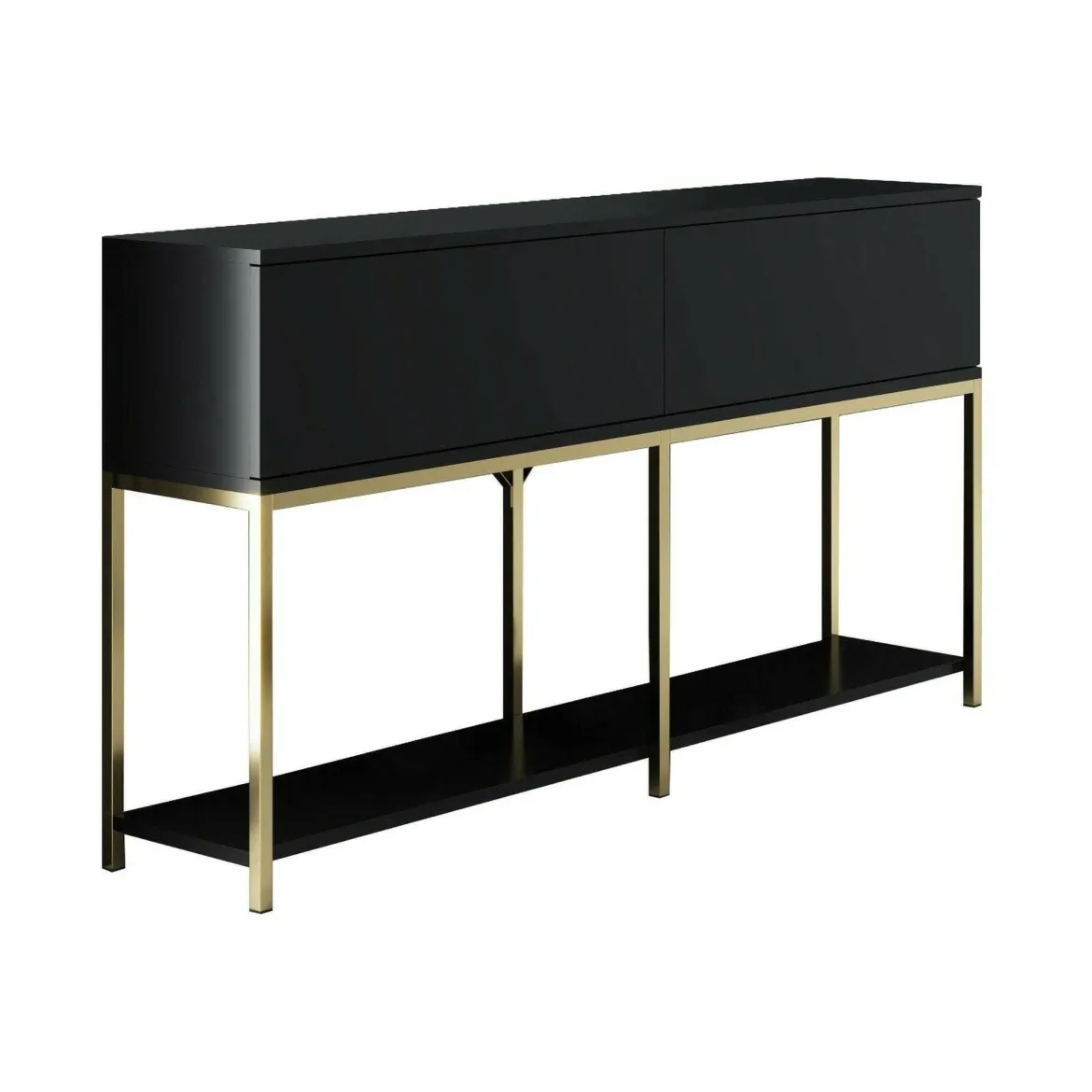 Credenza nera e oro 150x30x80h cm 2 ante - Basilia