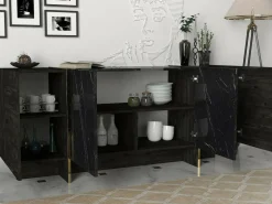 Credenza nera e oro 180x46x75h cm 4 ante - Asto