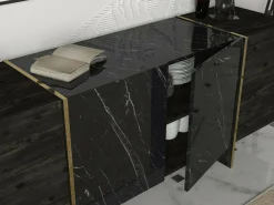 Credenza nera e oro 180x46x75h cm 4 ante - Asto
