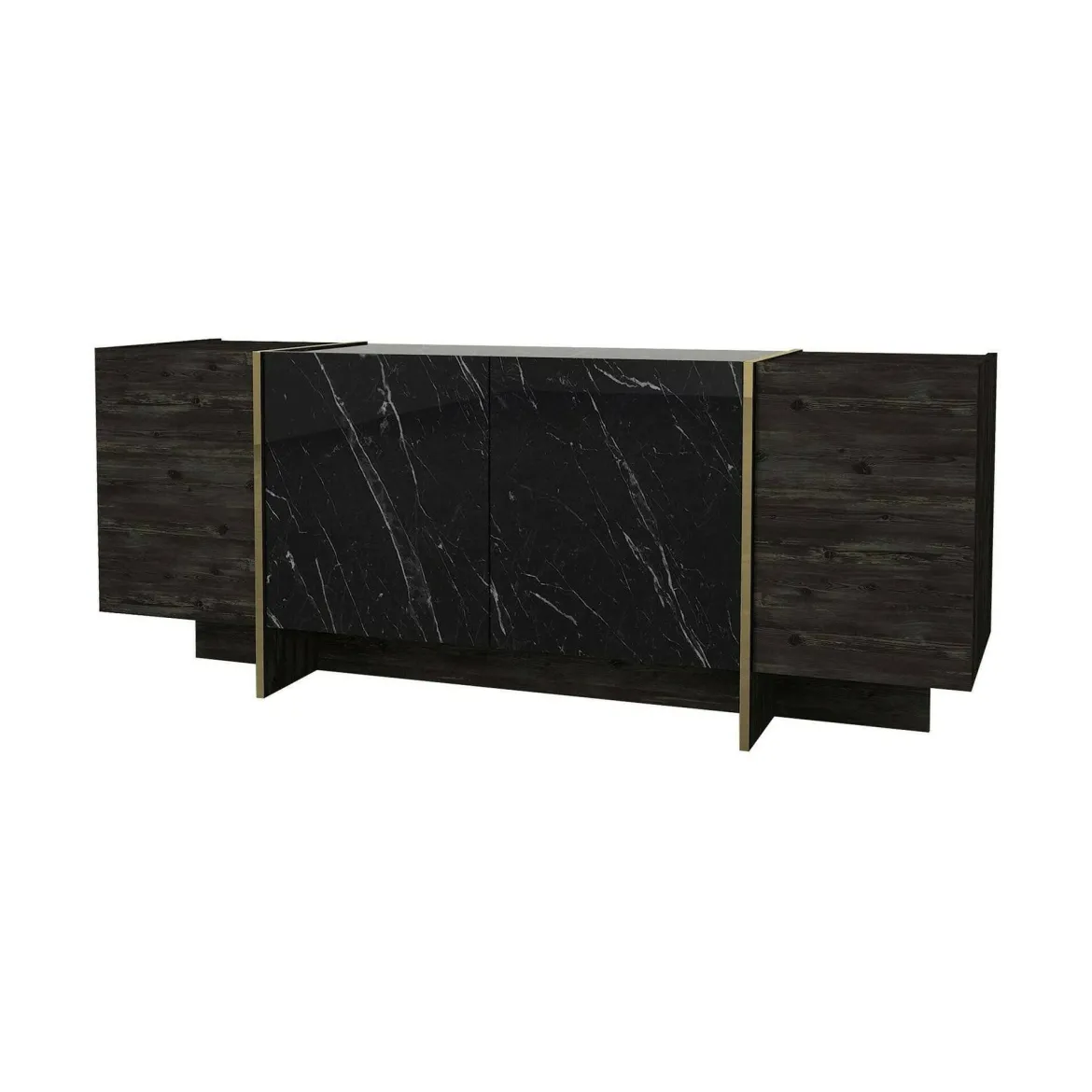 Credenza nera e oro 180x46x75h cm 4 ante - Asto