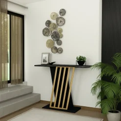 Credenza nera e oro 90x29x76h cm moderna - Cempaka